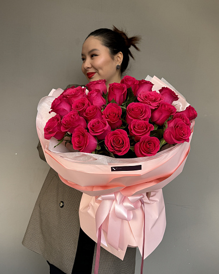 Bouquet of crimson sunset flowers delivered to Almaty