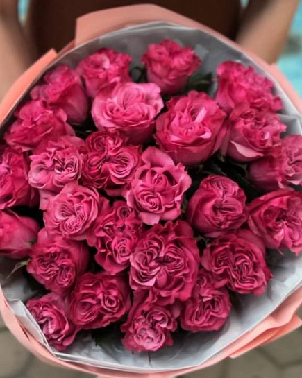 Букет из 25 пионовидных розовых роз в Алматы  с доставкой по Алматы
