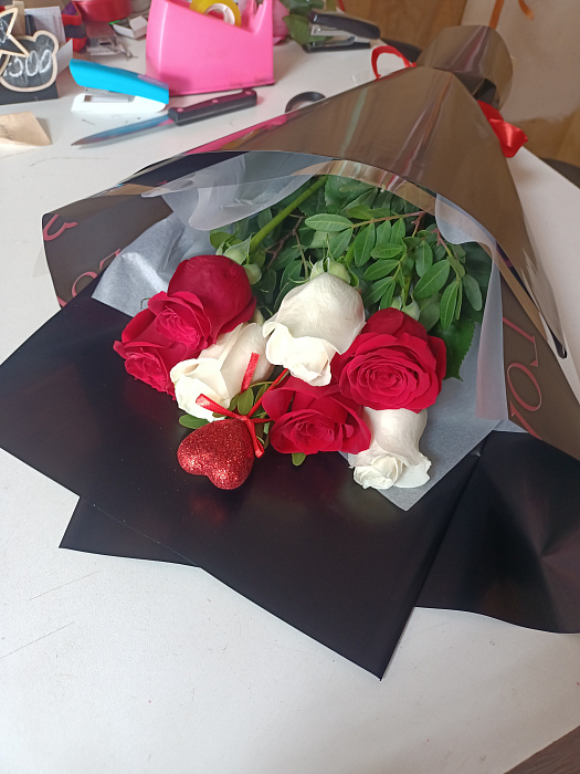 White-red roses