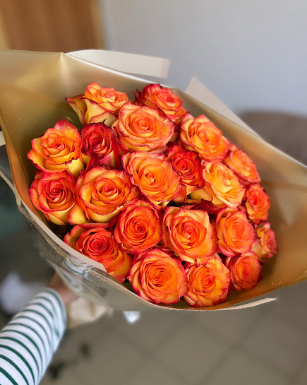 Bouquet of Orange sunset flowers delivered to Kostanay.