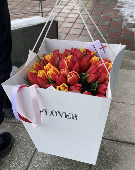 Bouquet of 51 Carrying tulip flowers delivered to Astana