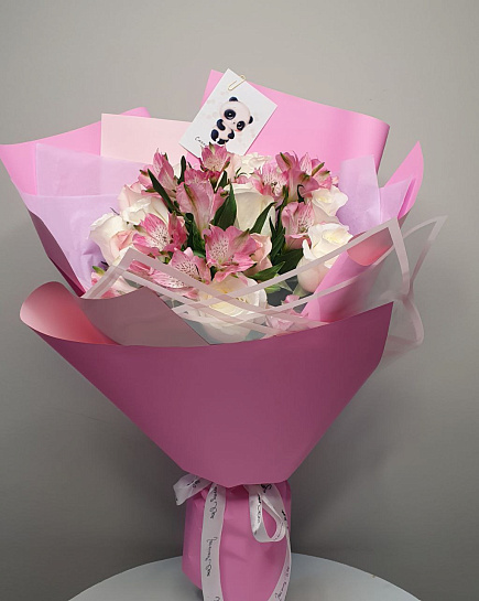 Bouquet of pink happiness flowers delivered to Astana