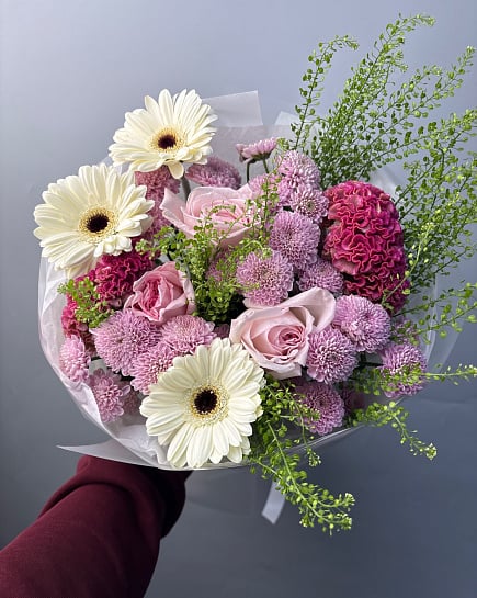 Розовое очарование с герберами с доставкой по Астане