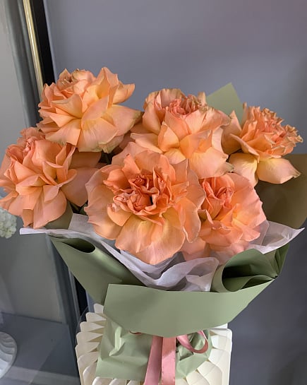 Персиковое очарование пионовидных роз с доставкой по Астане