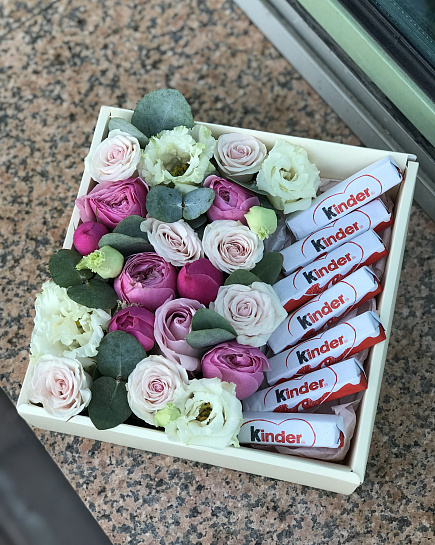 Bouquet of sweet box flowers delivered to Astana