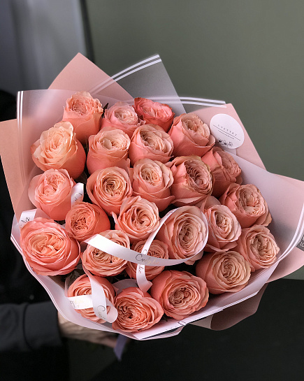 Bouquet of Monobouquet of 25 roses (shade of roses to the taste of the florist) flowers delivered to Astana