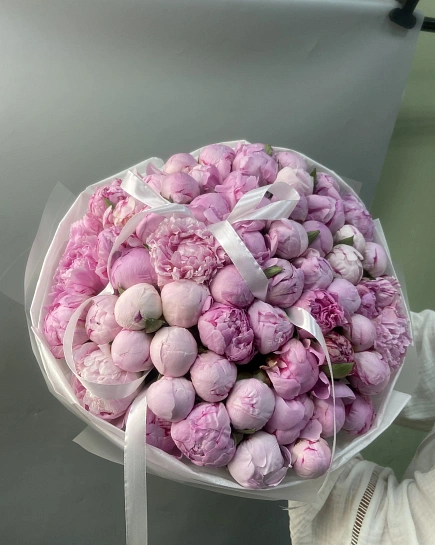 Букет из пионов 51 шт  с доставкой по Астане