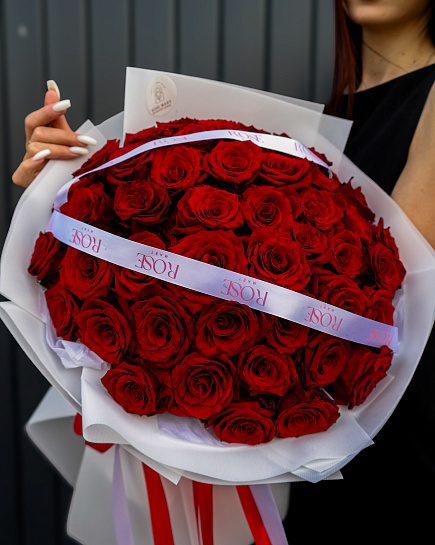 Chic bouquet of 51 Dutch roses with delivery to Shymkent