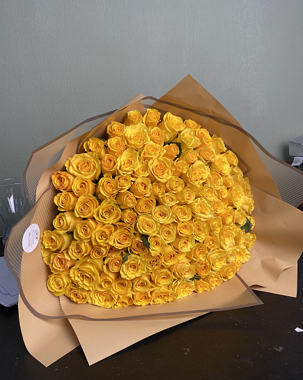 101 желтая роза с доставкой по Караганде