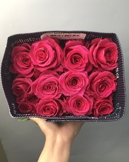 Raspberry roses in a pack with delivery to Astana