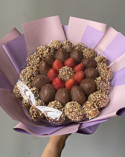 Bouquet of VIP from Unrealistically Juicy Strawberries in Chocolate t flowers delivered to Almaty