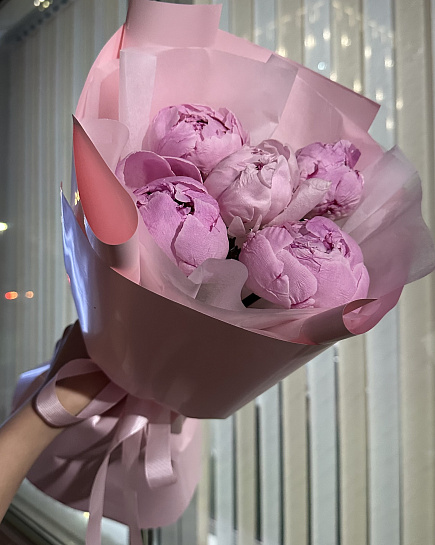 Пионы 5шт  с доставкой по Астане