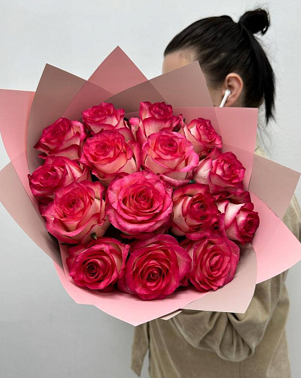 Bouquet of Bouquet of 15 pale pink roses flowers delivered to Uralsk