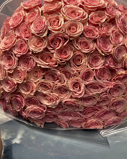 Моно букеты из розовых роз  с доставкой по Астане