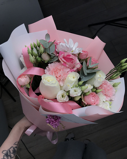 Bouquet of Bouquet of roses and chrysanthemums flowers delivered to Astana