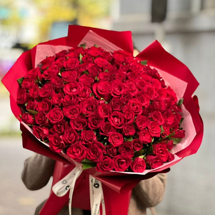 Bouquet 101 red roses in Almaty