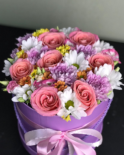 Bouquet of Composite composition in a box flowers delivered to Aktobe