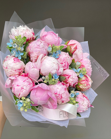 Bouquet of Bouquet of peonies and tweeds flowers delivered to Astana