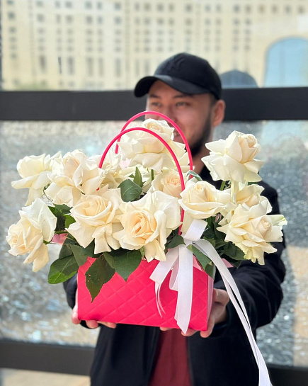 Handbag made of French roses with delivery to Astana