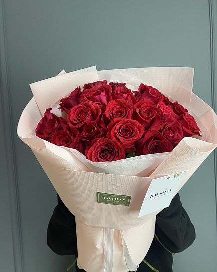 Моно букет из 25 красных роз с доставкой по Астане