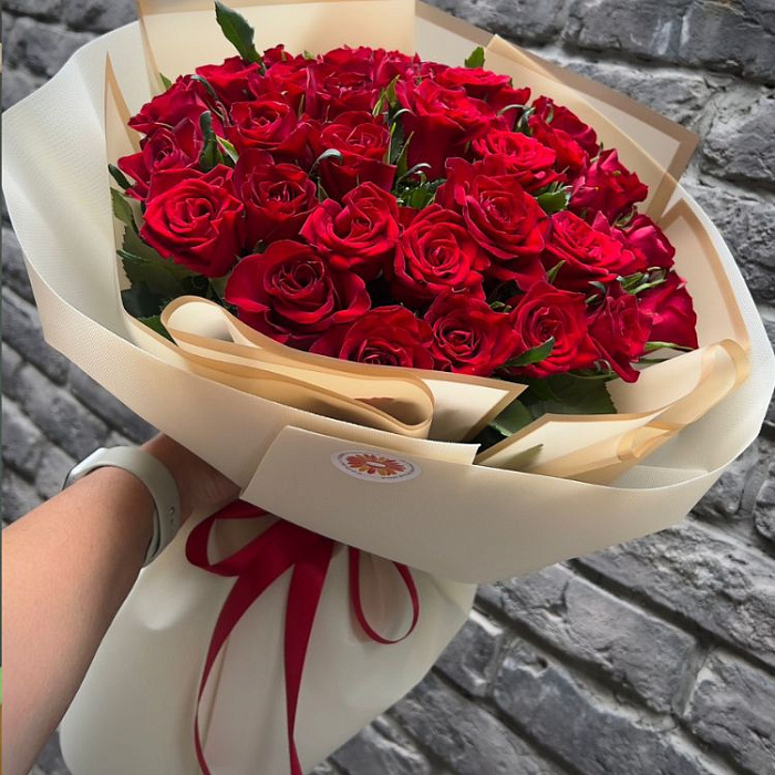 Bouquet of 35 red roses in Almaty