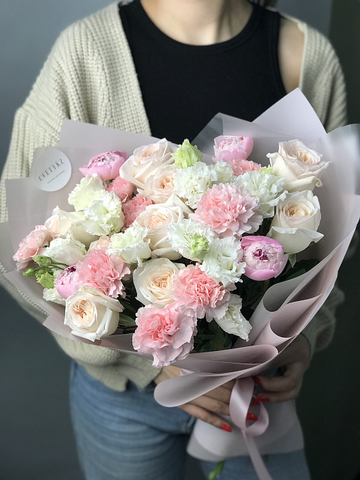Euro bouquet with peonies “L” size