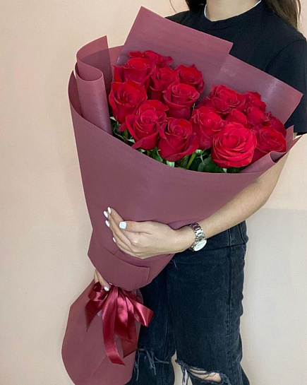 Bouquet of Bouquet of tall roses flowers delivered to Kostanay.