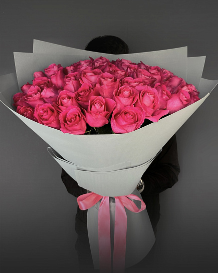Bouquet of 51 pink roses flowers delivered to Astana