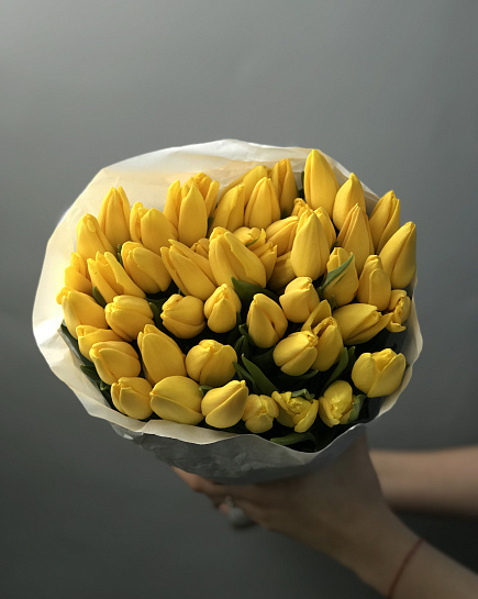 Yellow tulips in a pack (50 pieces) with delivery to Astana