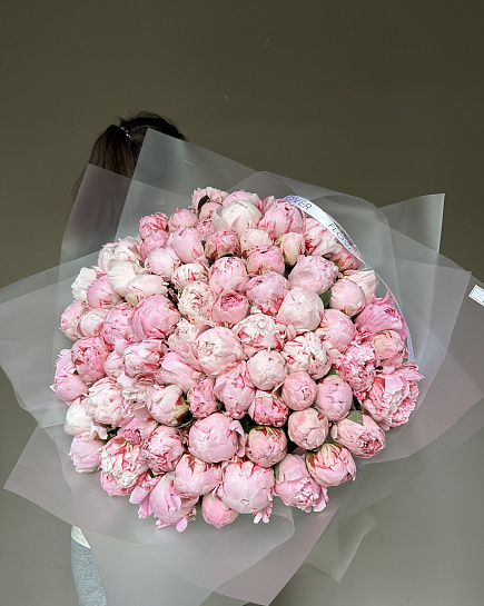 Bouquet of 75 pink peonies flowers delivered to Astana