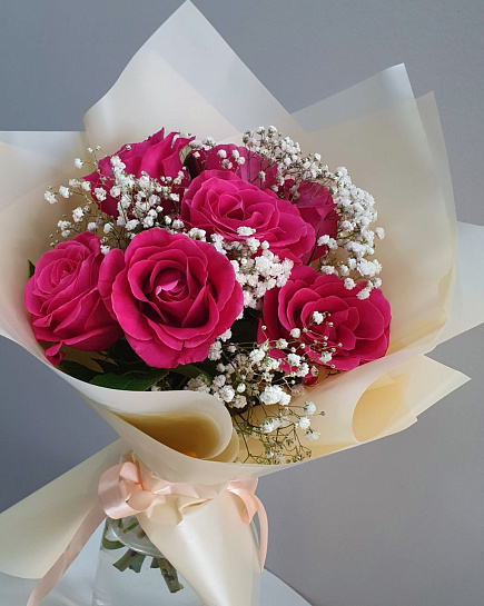 Bouquet of Pink Floyd with Gypsophila flowers delivered to Astana