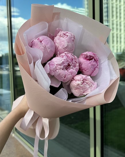 Пионы 5шт  с доставкой по Астане