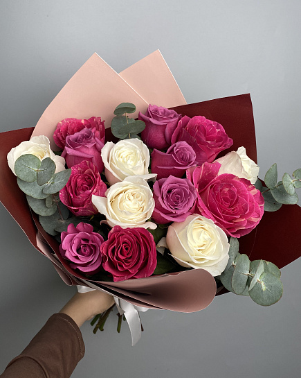 Bouquet of Mix of roses with herbs flowers delivered to Petropavlovsk