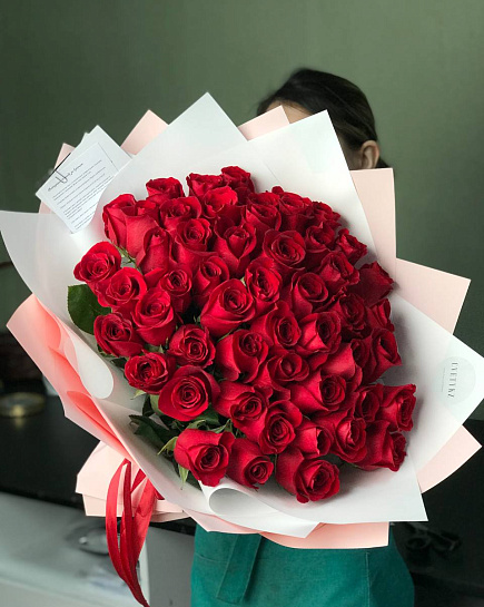 Bouquet of Mono-bouquet of 51 roses FREEDOM flowers delivered to Astana