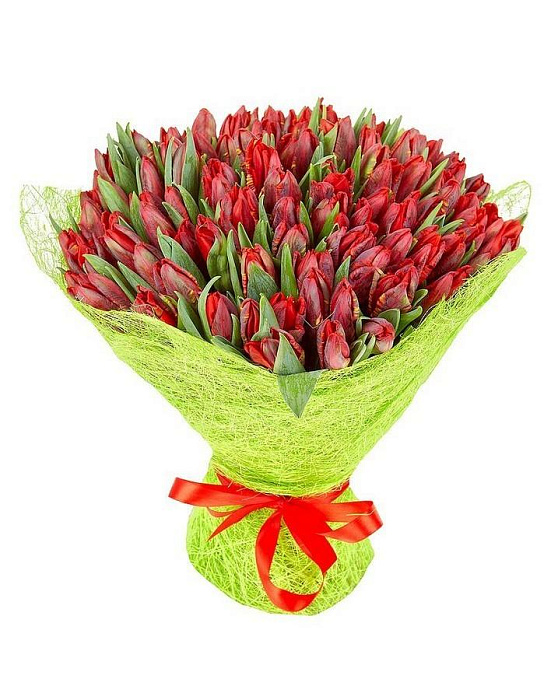 Bouquet 101 red tulips