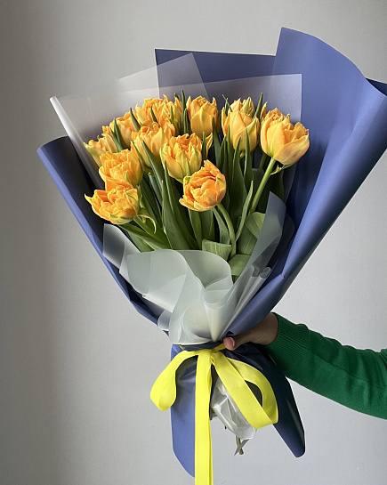 Пионовидные тюльпаны (оранжевые) 15 шт с доставкой по Алматы