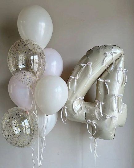 Bouquet of Balloons 7 pcs + number to choose from flowers delivered to Astana