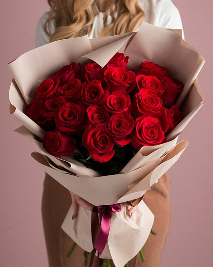 Букет из 21 красных роз с доставкой по Алматы