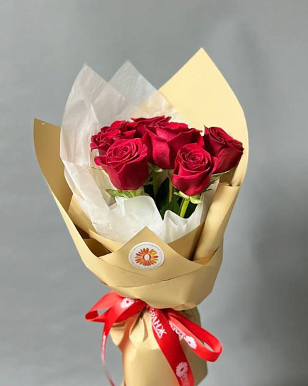 Bouquet of Bouquet of 7 Dutch red roses flowers delivered to Almaty