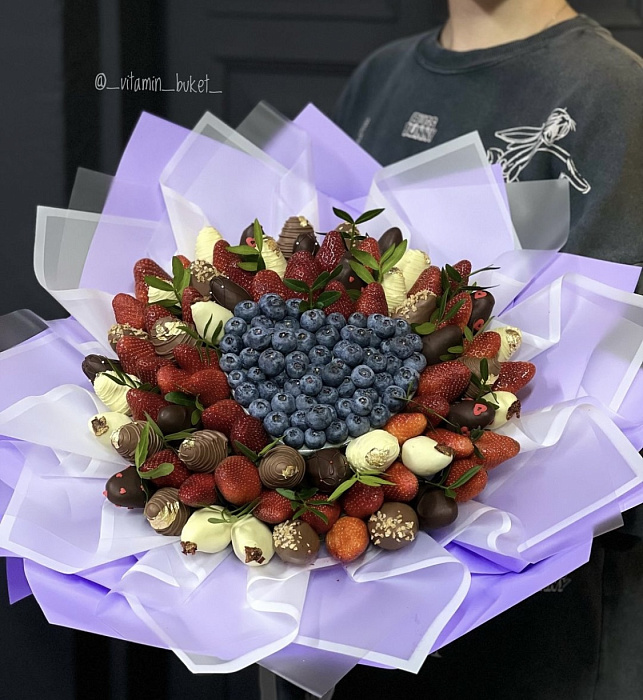 Bouquet of chocolate covered strawberries and blueberries