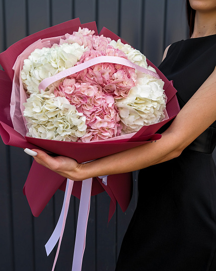 Airy bouquet of 7 hydrangeas with delivery to Shymkent