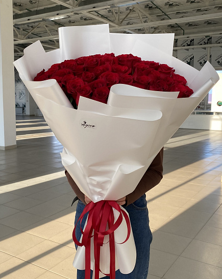 Bouquet of 51 meter roses flowers delivered to Uralsk