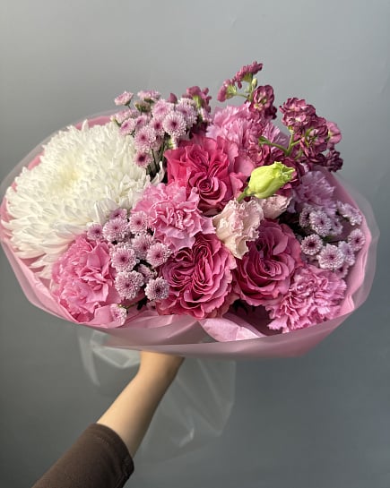 Розовое очарование с пионовидными розами с доставкой по Астане