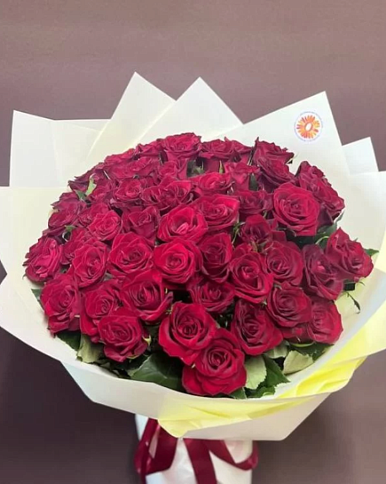 Bouquet of bouquet of 51 red roses flowers delivered to Almaty