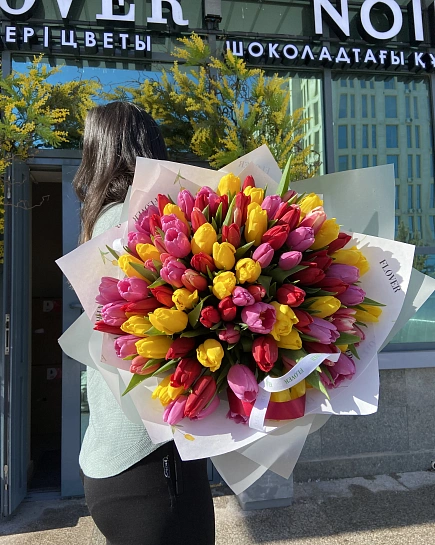 101 тюльпан  с доставкой по Астане