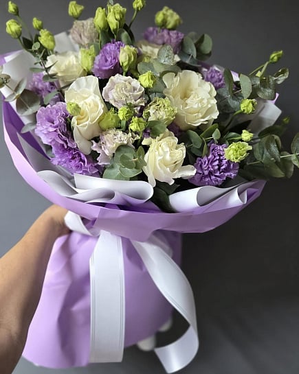 Сиреневая нежность с эустомой with delivery to Almaty