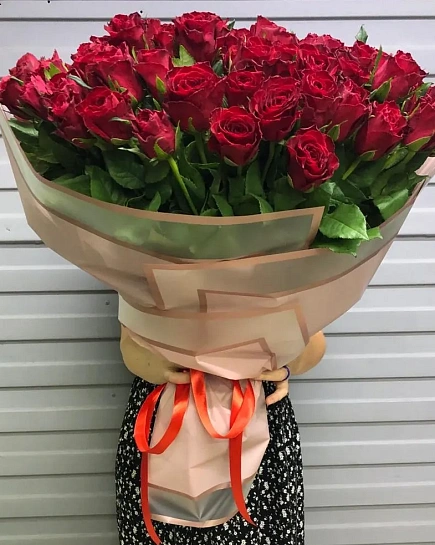 Bouquet of 101 red rose flowers delivered to Almaty