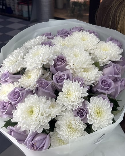 Сиреневое очарование с хризантемами с доставкой по Астане