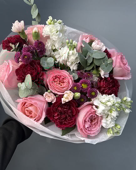 Романтичный микс с пионовидными розами с доставкой по Астане