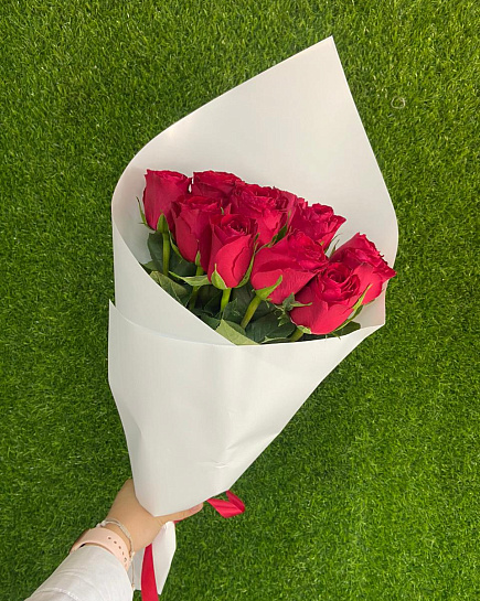 Bouquet of Bouquet of 11 red roses flowers delivered to Uralsk